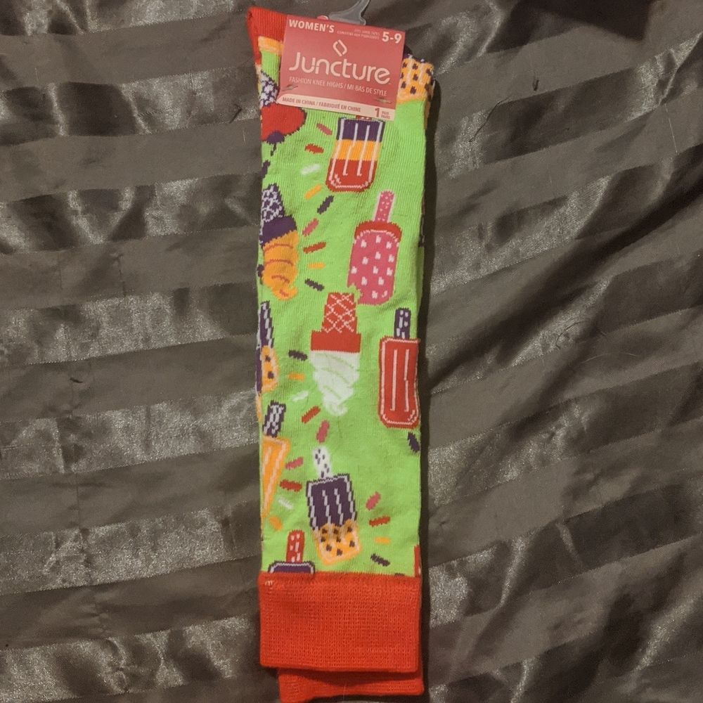 SALE Ladies Knee Socks Popsicle Just Chillin' Ice Cream Multicolor Summer Spring
